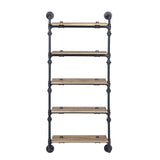 Acme - Brantley Wall Rack W/5 Shelves AC00738 Oak & Sandy Black Finish