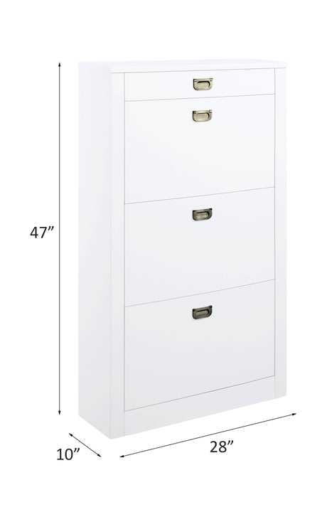 Acme - Pagan Shoe Cabinet AC00744 White High Gloss Finish