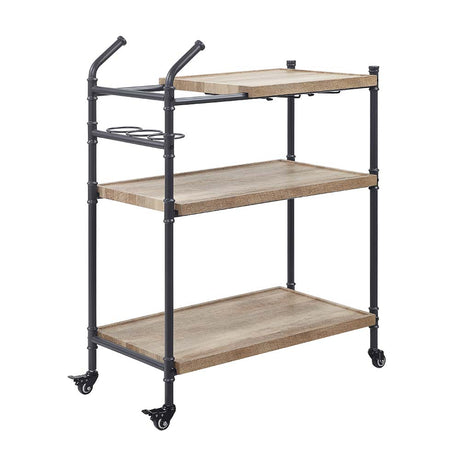 Acme - Brantley Serving Cart AC00754 Oak & Sandy Black Finish