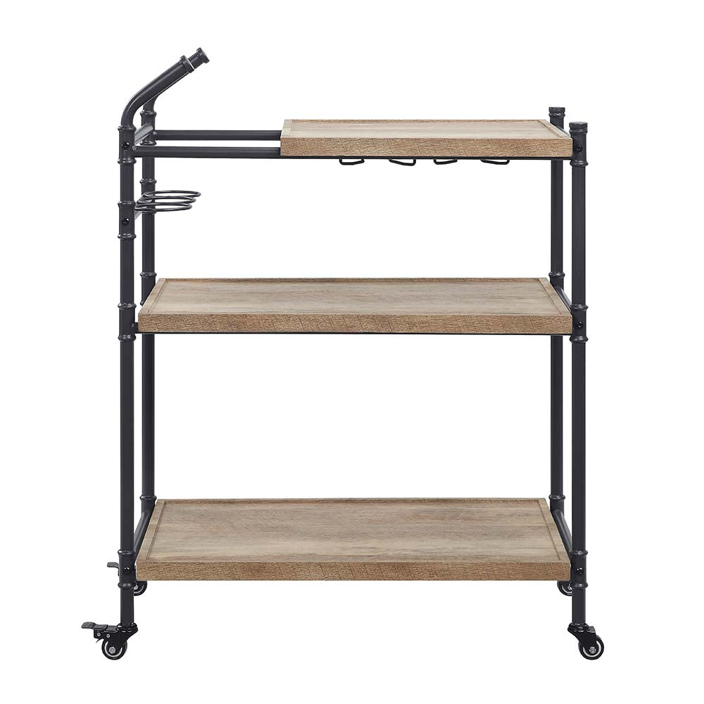 Acme - Brantley Serving Cart AC00754 Oak & Sandy Black Finish