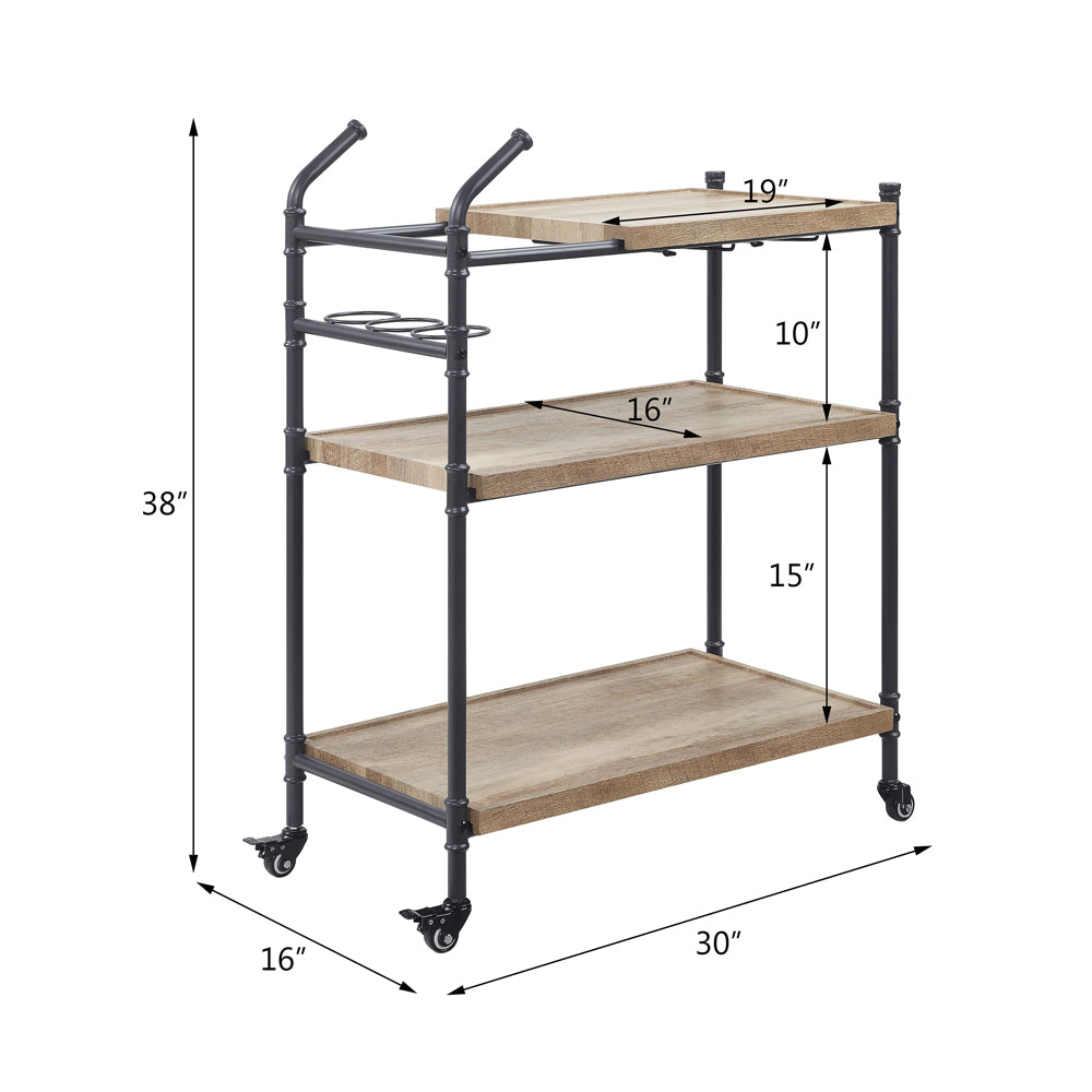 Acme - Brantley Serving Cart AC00754 Oak & Sandy Black Finish