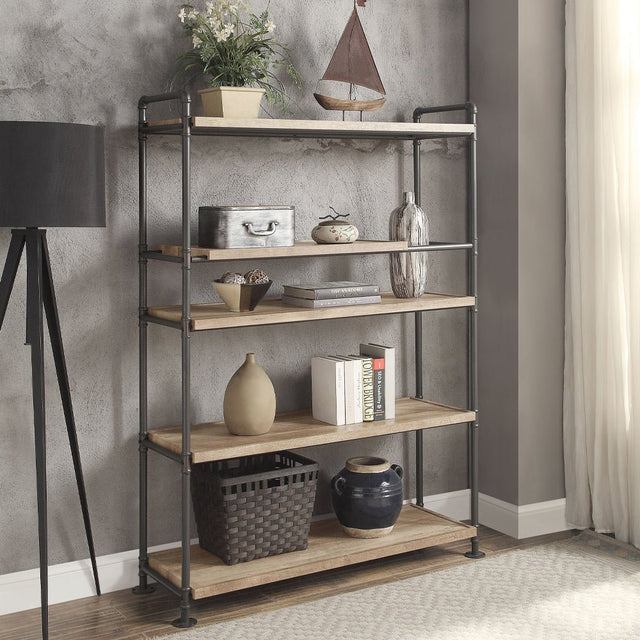 Brantley Bookshelf AC00758 Oak & Sandy Black Finish | Acme - AC00758 - Home Elegance USA - 1