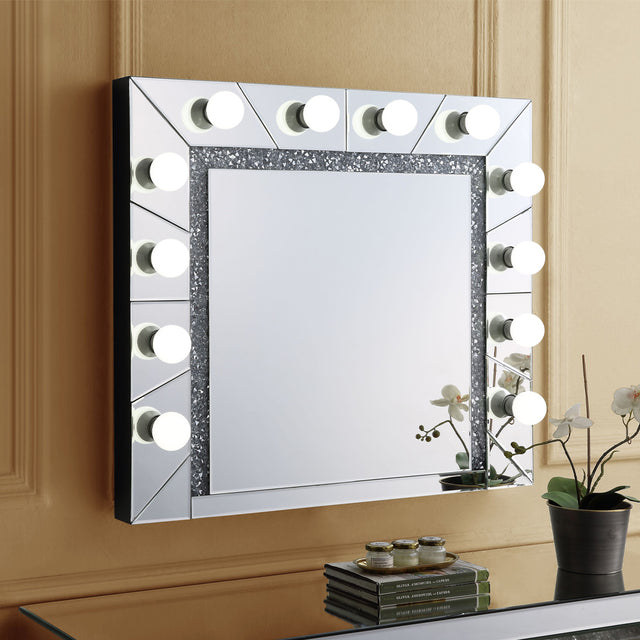 Acme - Noralie Accent Mirror AC00762 Mirrored & Faux Diamonds