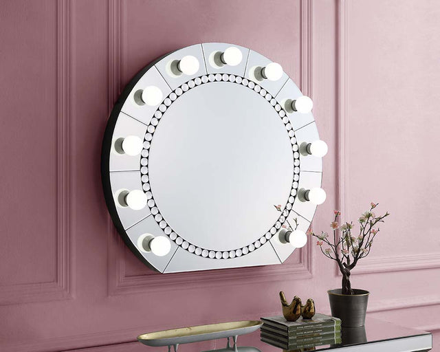 Acme - Farai Accent Mirror AC00763 Mirrored & Faux Crystal Diamonds