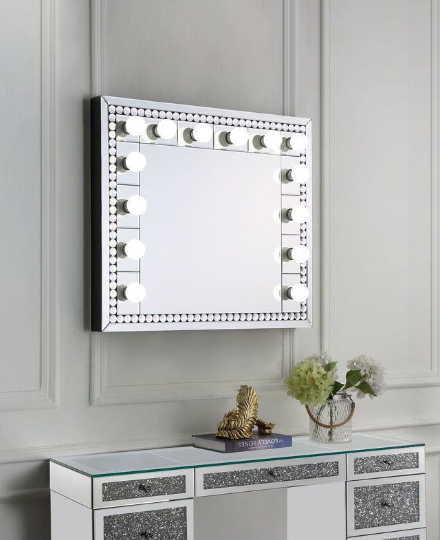 Acme - Farai Accent Mirror AC00764 Mirrored & Faux Crystal Diamonds