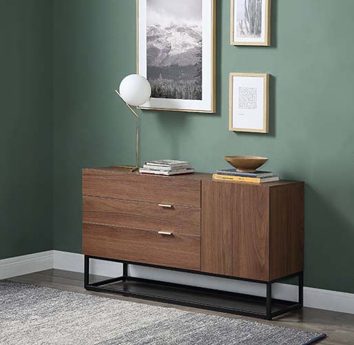 Acme - Walden Console Cabinet AC00792 Walnut & Black Finish