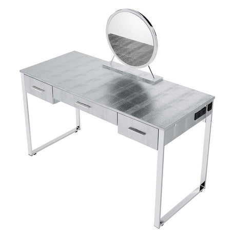 Acme - Myles Vanity Set W/USB AC00840 Antique White & Chrome Finish