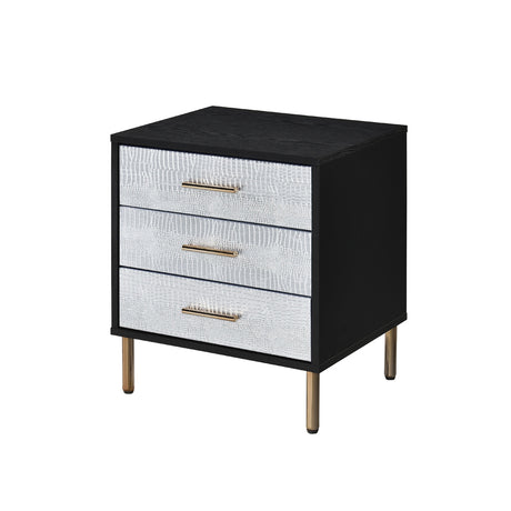 Acme - Myles Nightstand AC00842 Black, Silver & Gold Finish