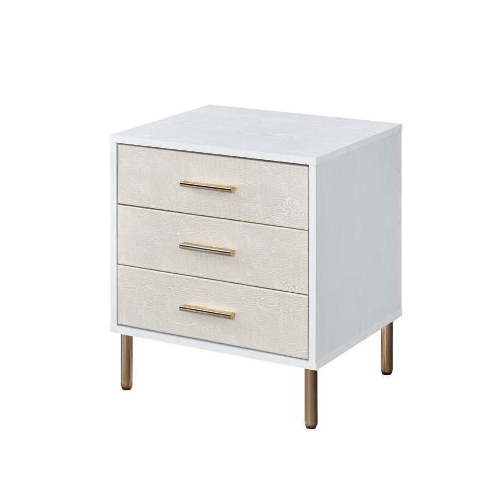 Acme - Myles Nightstand AC00843 White, Champagne & Gold Finish