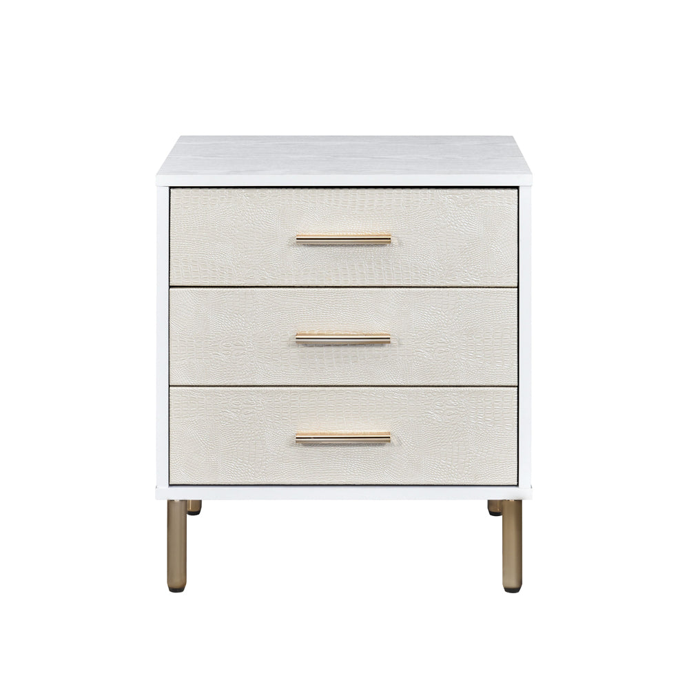 Acme - Myles Nightstand AC00843 White, Champagne & Gold Finish