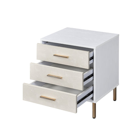 Acme - Myles Nightstand AC00843 White, Champagne & Gold Finish