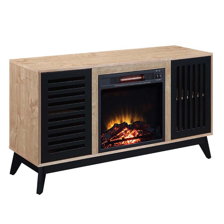 Acme - Gamaliel Cabinet W/Fireplace AC00848 Oak & Espresso Finish