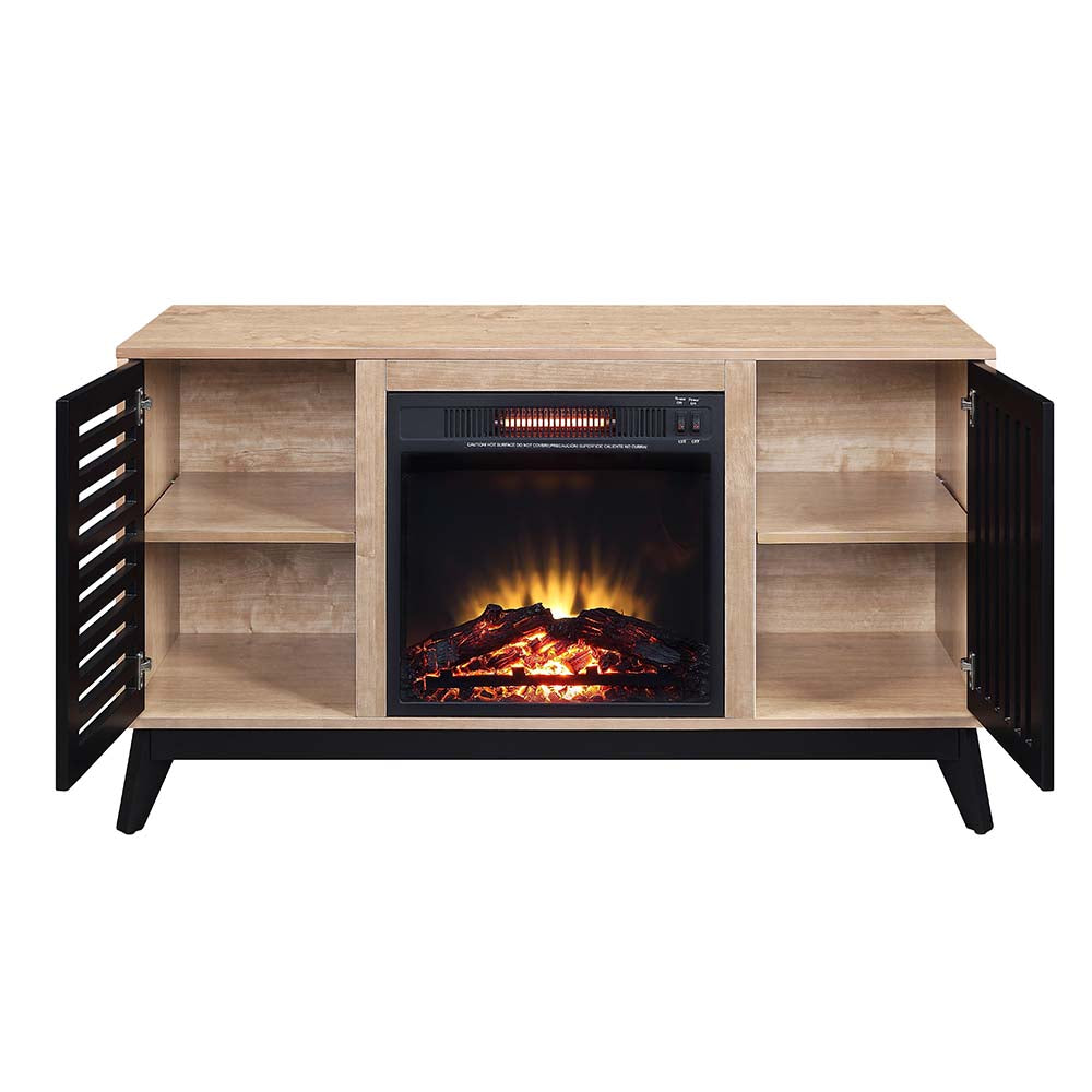 Acme - Gamaliel Cabinet W/Fireplace AC00848 Oak & Espresso Finish