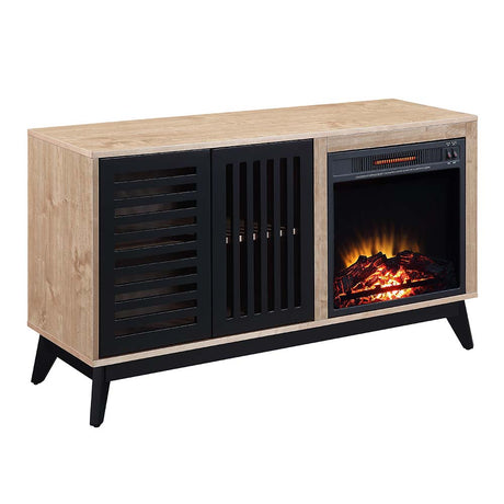 Acme - Gamaliel Cabinet W/Fireplace AC00849 Oak & Espresso Finish