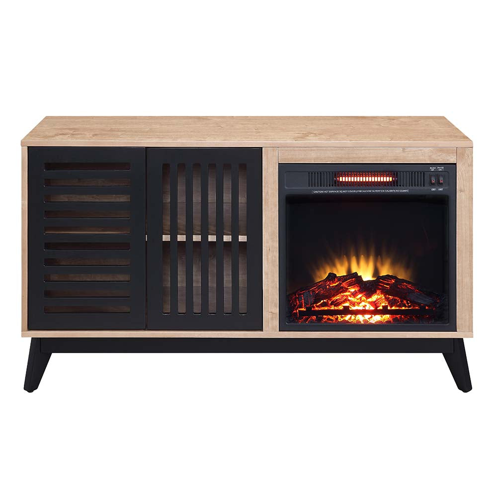 Acme - Gamaliel Cabinet W/Fireplace AC00849 Oak & Espresso Finish