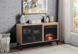 Acme - Gamaliel Cabinet W/Fireplace AC00849 Oak & Espresso Finish