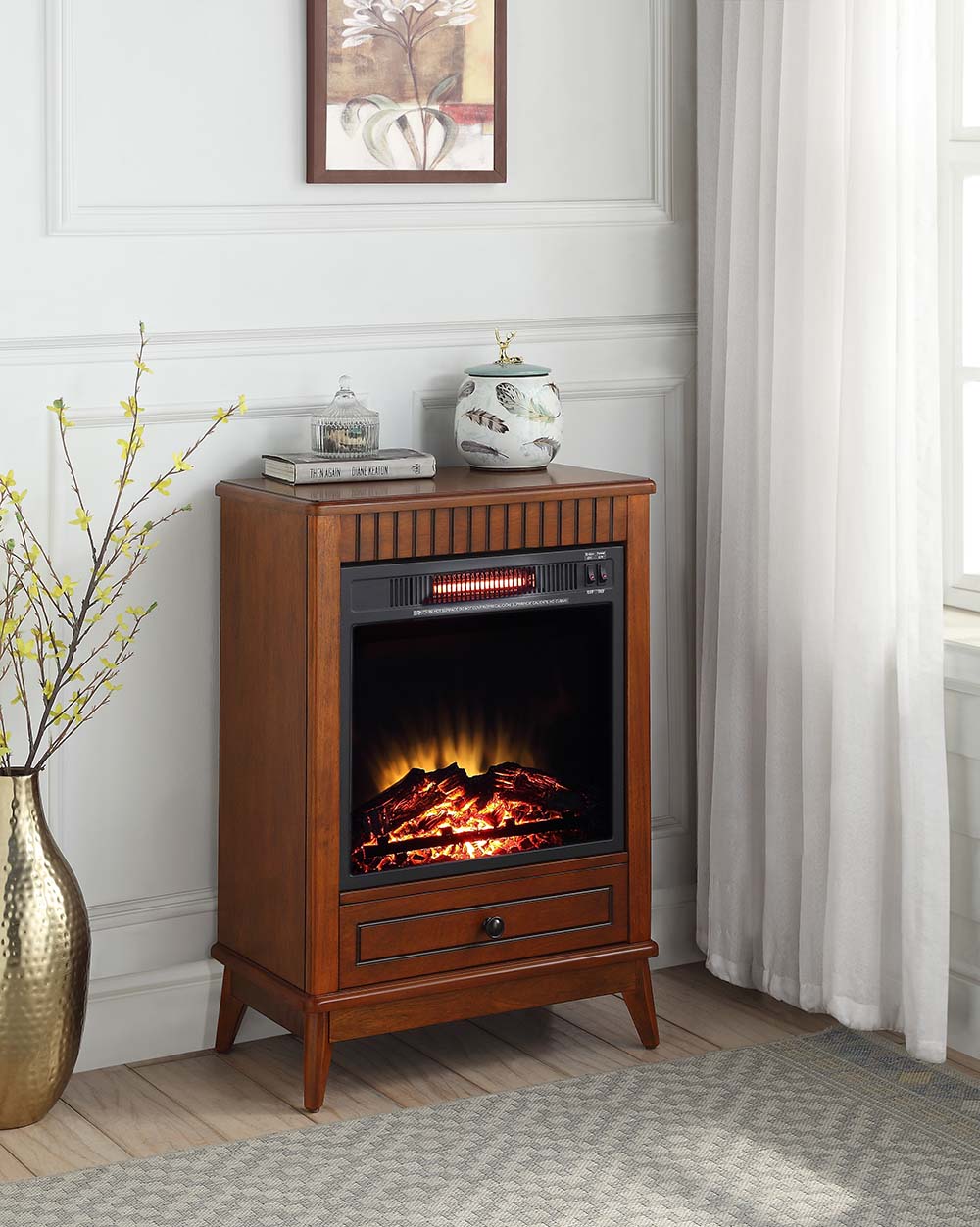 Acme - Hamish Fireplace AC00852 Walnut Finish