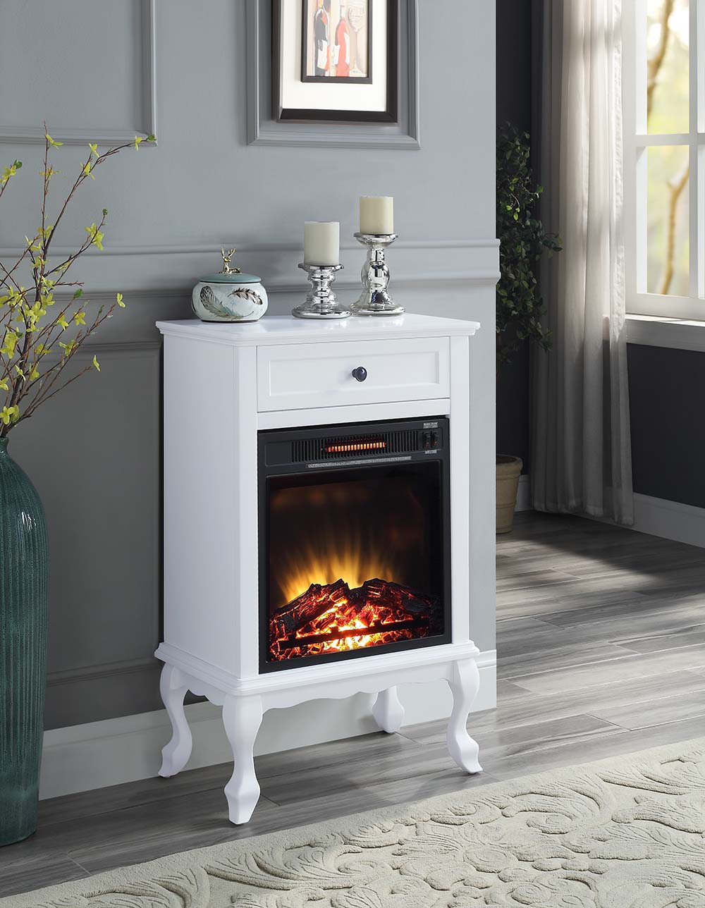 Acme - Eirene Fireplace AC00853 White Finish