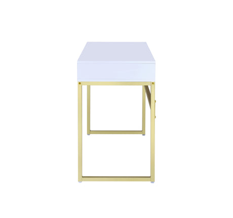 Acme - Coleen Vanity Desk(Same 92312) AC00891 White & Brass Finish