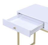 Acme - Coleen Vanity Desk(Same 92312) AC00891 White & Brass Finish