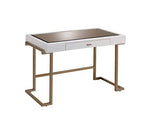 Boice Vanity Desk(Same 92334) AC00892 White Synthetic Leather & Champagne Finish | Acme - AC00892 - Home Elegance USA - 2