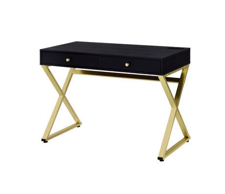 Acme - Coleen Vanity Desk W/USB(Same 93050) AC00894 Black & Brass Finish