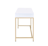 Acme - Ottey Vanity Desk(Same 92540) AC00899 White High Gloss & Gold Finish