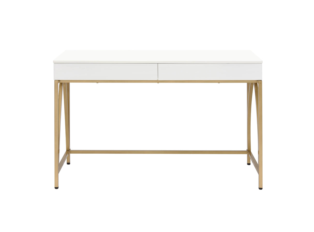 Acme - Lightmane Vanity Desk(Same 92660) AC00900 White High Gloss & Gold Finish