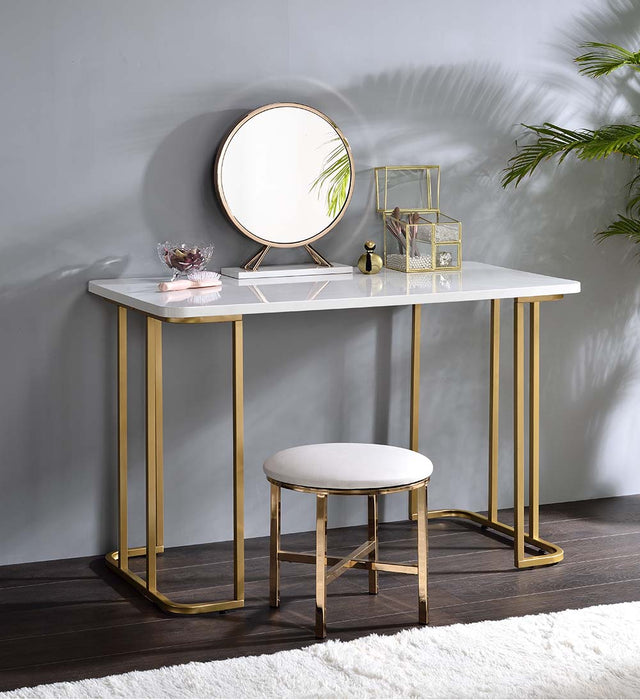 Acme - Estie Vanity Desk(Same 93102) AC00902 White & Gold Finish