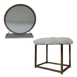 Adao Vanity Mirror & Stool AC00933 Faux Fur, Mirror, White & Champagne Finish | Acme - AC00933 - Home Elegance USA - 3