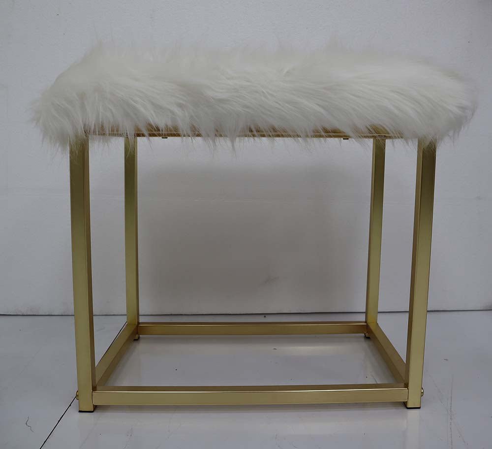 Adao Vanity Mirror & Stool AC00934 Faux Fur, Mirror, Pink & Gold Finish | Acme - AC00934 - Home Elegance USA - 6