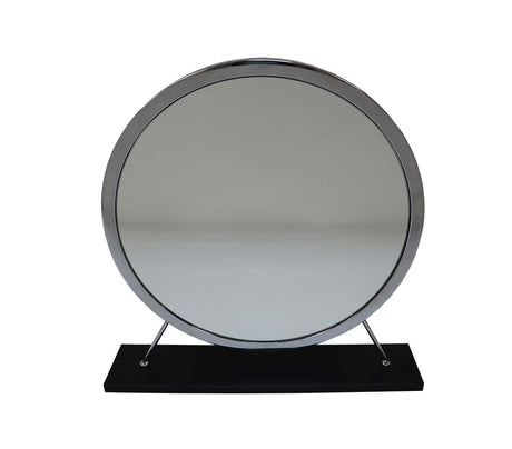 Adao Vanity Mirror & Stool AC00936 Faux Fur, Mirror, Black & Chrome Finish | Acme - AC00936 - Home Elegance USA - 4