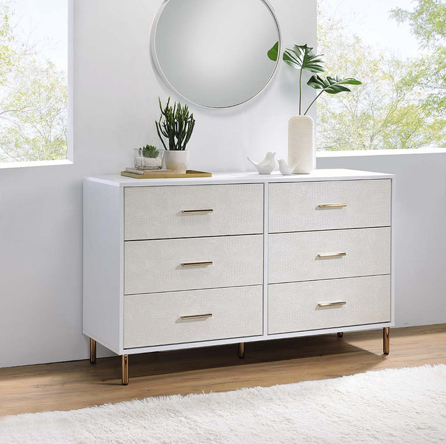 Acme - Myles Dresser AC00960 White, Champagne & Gold Finish