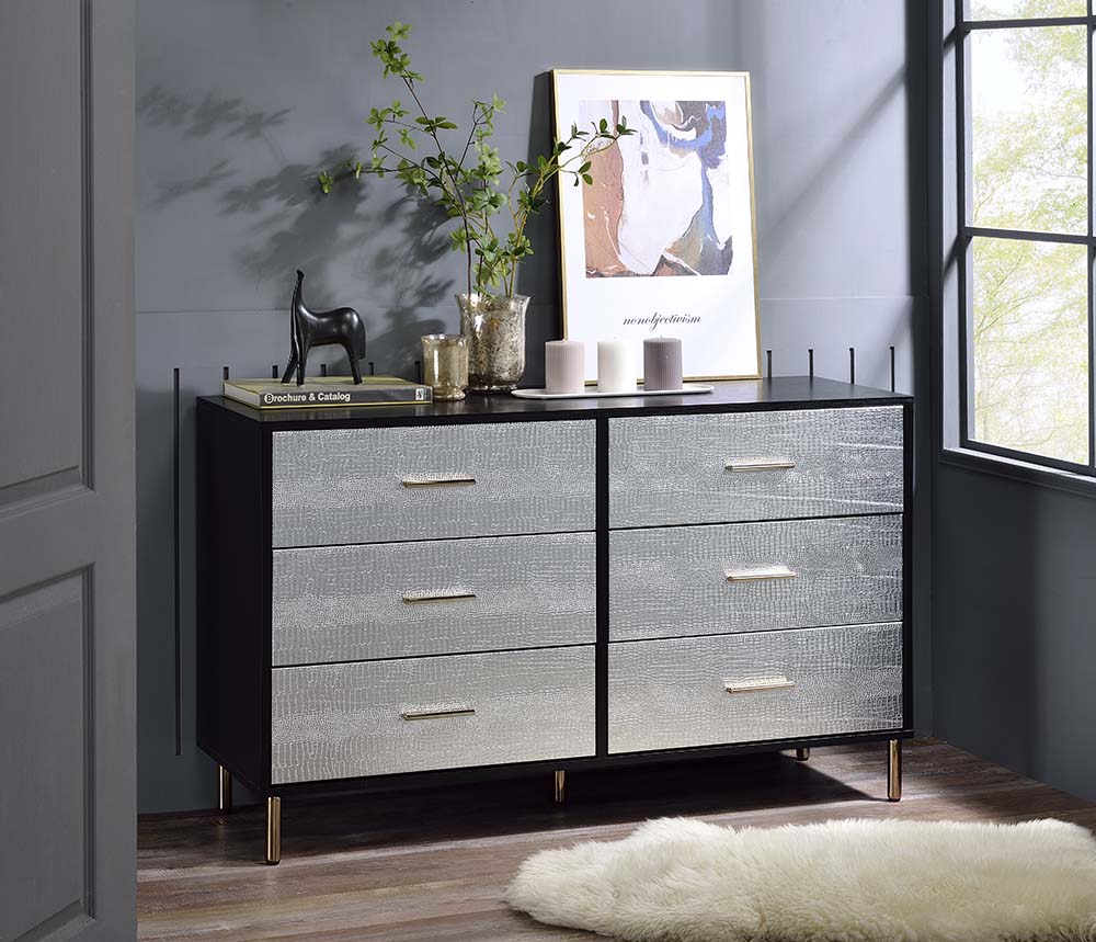 Acme - Myles Dresser AC00961 Black, Silver & Gold Finish