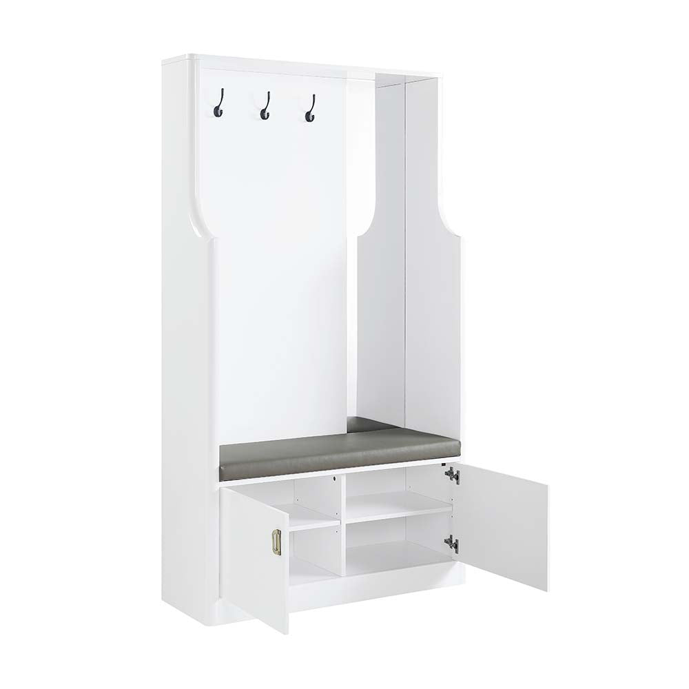 Acme - Buck II Hall Tree AC01030 White High Gloss Finish