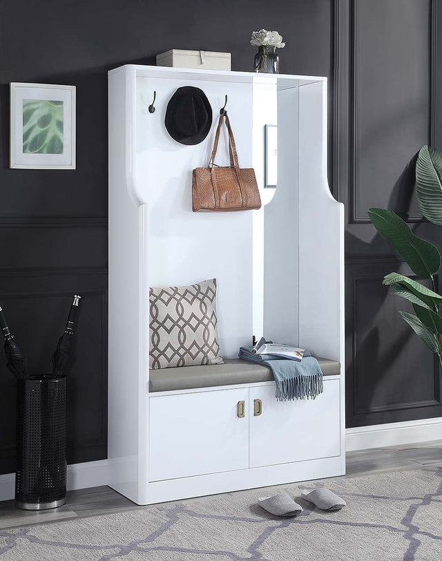 Buck II Hall Tree AC01030 White High Gloss Finish | Acme | Home Elegance USA