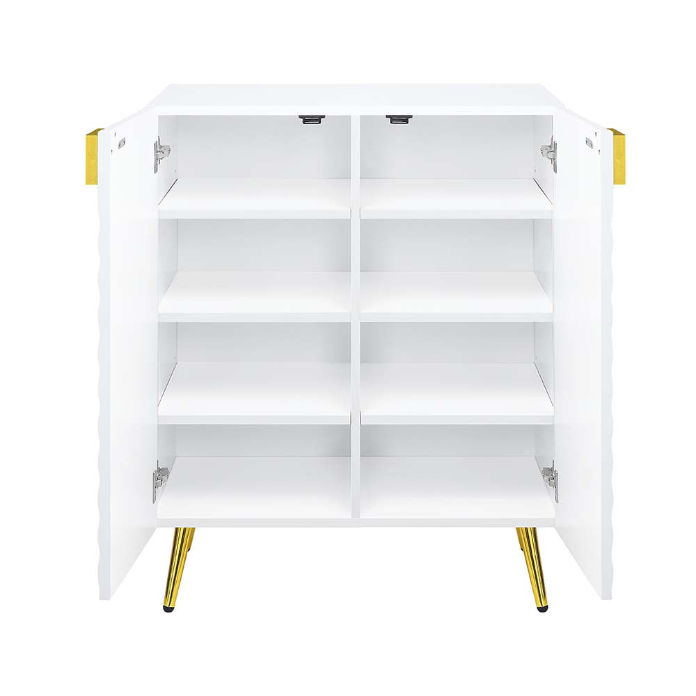 Acme - Gaines Console Cabinet AC01141 White High Gloss Finish