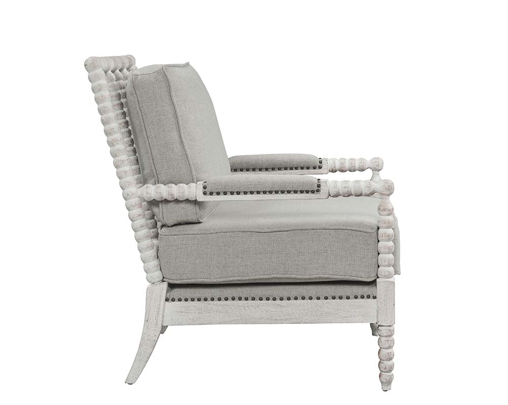 Acme - Saraid Accent Chair AC01164 Gray Linen & Light Oak Finish