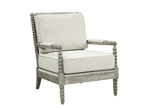 Acme - Saraid Accent Chair AC01165 Beige Linen & Gray Oak Finish