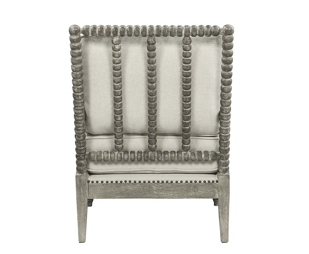 Acme - Saraid Accent Chair AC01165 Beige Linen & Gray Oak Finish