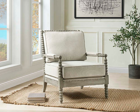 Acme - Saraid Accent Chair AC01165 Beige Linen & Gray Oak Finish