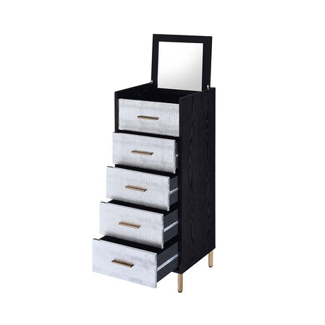 Acme - Myles Jewelry Armoire AC01167 Black, Silver & Gold Finish