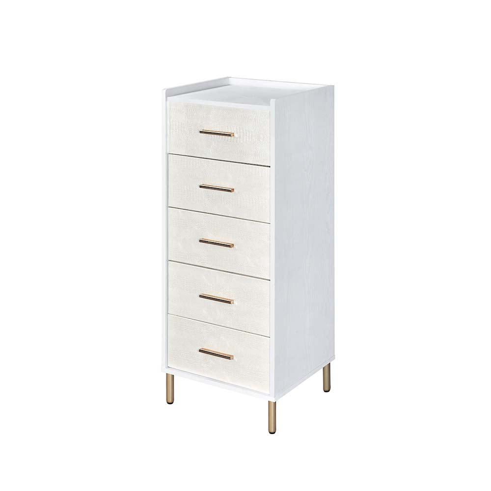 Acme - Myles Jewelry Armoire AC01168 White, Champagne & Gold Finish