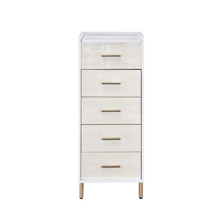 Acme - Myles Jewelry Armoire AC01168 White, Champagne & Gold Finish