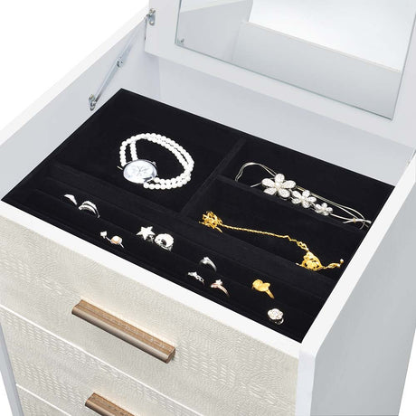 Acme - Myles Jewelry Armoire AC01168 White, Champagne & Gold Finish