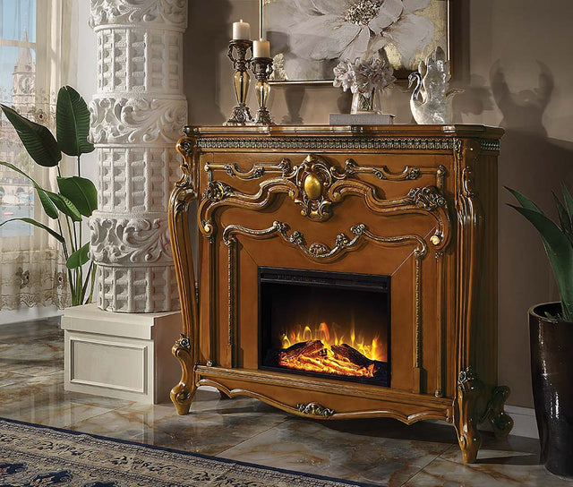 Acme - Picardy Fireplace AC01344 Honey Oak Finish