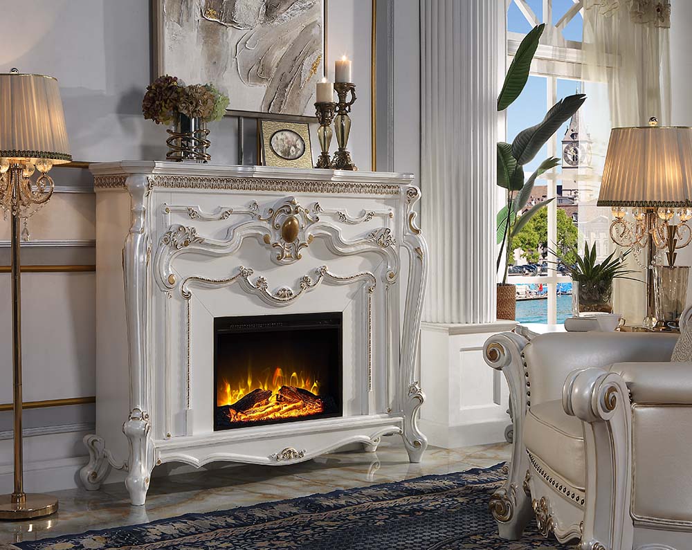 Picardy Fireplace AC01345 Antique Pearl Finish | Acme – Home