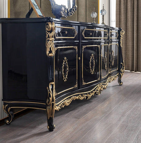Betria Console Cabinet AC01892 Gold & Black Finish | Acme - Home Elegance USA