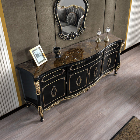 Betria Console Cabinet AC01892 Gold & Black Finish | Acme - Home Elegance USA