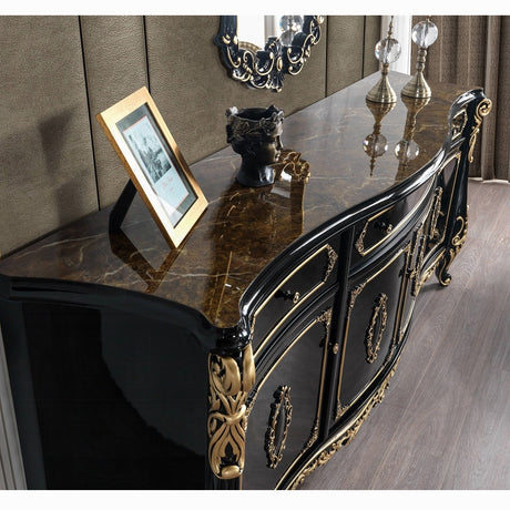 Betria Console Cabinet AC01892 Gold & Black Finish | Acme - Home Elegance USA